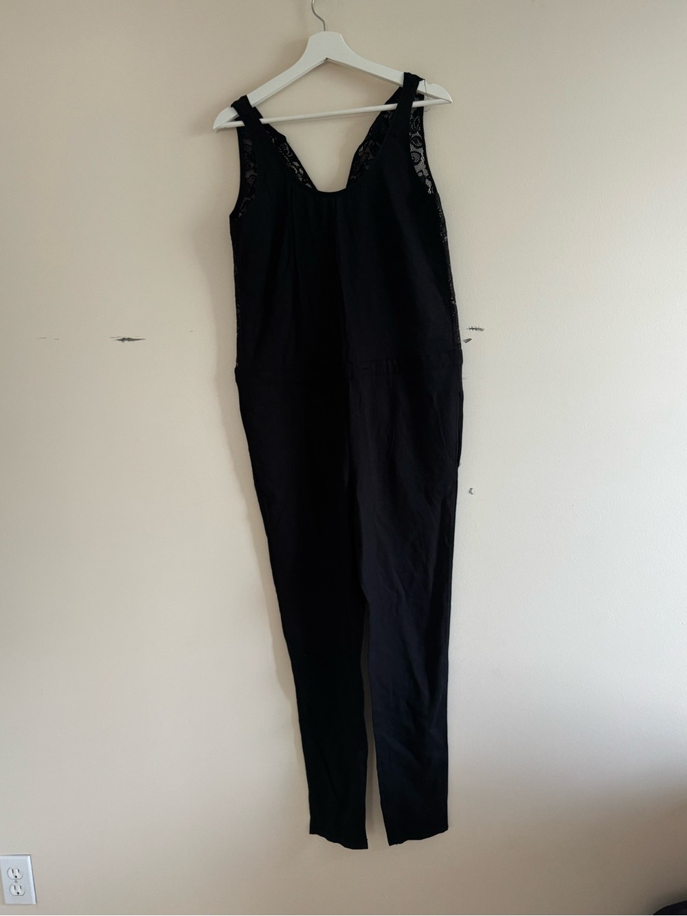 Black Lace-Trim Jumpsuit
